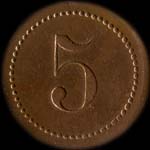 Jeton Rigollet's Bar - 48 Champs-Elys�es � Paris - 5 francs - revers