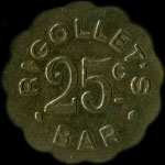Jeton Rigollet's Bar - 48 Champs-Elysées à Paris - 25 centimes - avers