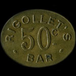 Jeton Rigollet's Bar - 48 Champs-Elysées à Paris - 50 centimes - avers