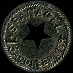 Jeton Spanagel à Paris - 75 centimes trou étoile - avers