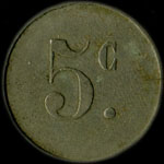 Jeton Taverne Pousset � Paris - 5 centimes - revers