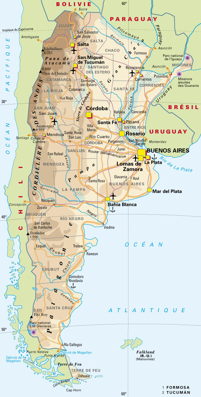 Carte de l'Argentine