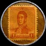 Timbre-monnaie Farmacia Franco-Inglesa - 1 centavo sur fond brun - Argentine - revers