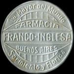 Timbre-monnaie Farmacia Franco-Inglesa - 5 centavos sur fond brun - Argentine - avers