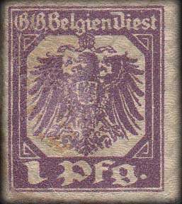 Timbre-monnaie (scheckmarken) de 1 pfennig utilisé en Belgique pendant l'occupation allemande
