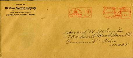 Timbre-monnaie Western Electric 1966 - enveloppe circul�e