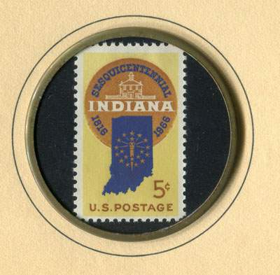 Timbre-monnaie Westerne Electric commémorant le 150e anniversaire de l'Etat de l'Indiana en 1966