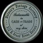 Timbre-monnaie Butzen's Postage Currency - 5 cents sur fond blanc - avers