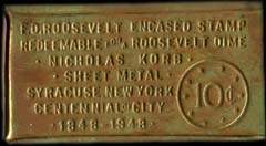 Timbre-monnaie Nicholas Korb - 2 cents - avers