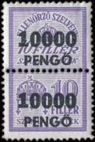 Paire de timbres-monnaie sur timbres-amende de 10 pengo surcharg� 10000 pengo