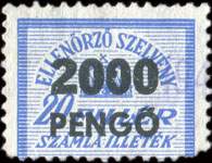 Timbre-monnaie sur timbre-amende de 20 pengo surchargé 2000 pengo