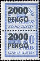 Paire de timbres-monnaie sur timbres-amende de 20 pengo surcharg� 2000 pengo