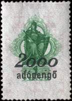 Timbre-monnaie sur timbre-fiscal de 1 pengo surchargé 2000 adopengo