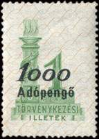 Timbre-monnaie sur timbre-judiciaire de 1 pengo surchargé 1000 adopengo