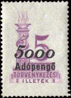 Timbre-monnaie sur timbre-judiciaire de 5 pengo surchargé 5000 adopengo