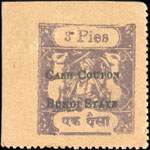 Cash coupon 3 pies 7180 Bundi State - face