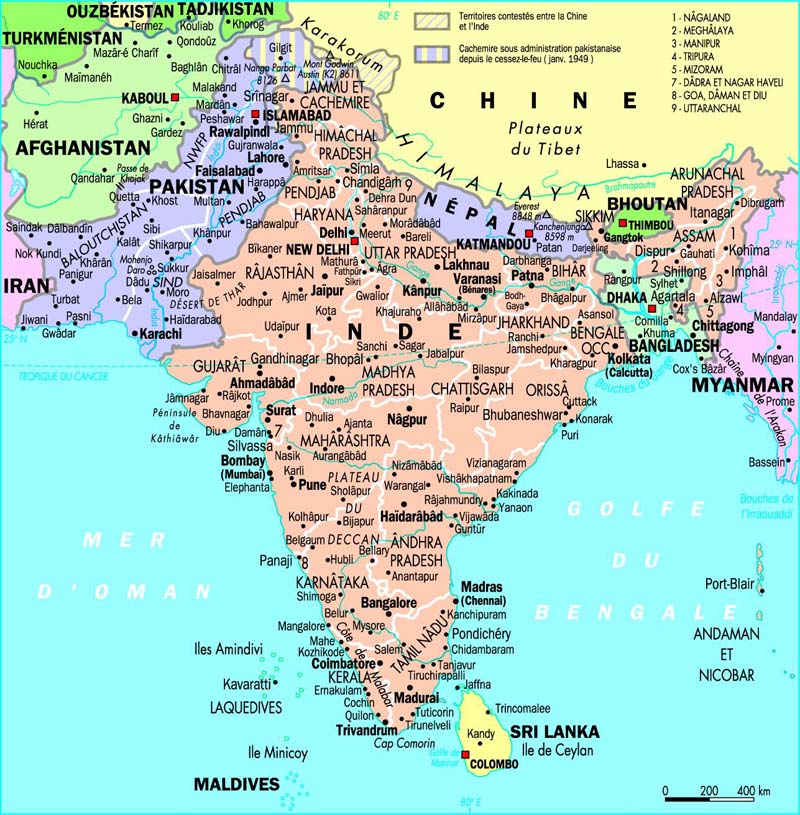 Carte de l'Inde