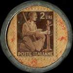 Timbre-monnaie Cognac Sarti - 2 lires brun - Italie - revers