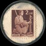 Timbre-monnaie Pelikan - Cotone - Baumwolle - type vert - 2 lire - capsule cercle - Italie - revers