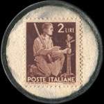 Timbre-monnaie Pelikan - Cotone - Baumwolle - type vert - 2 lire - capsule cercl�e - Italie - revers