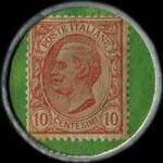 Timbre-monnaie de 10 centesimi rouge sur fond vert - Banca Agricola Italiana - Italie - revers