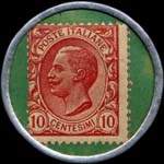 Timbre-monnaie de 10 centesimi rouge sur fond vert - Banca Dell'Italia Meridionale type 1 - Italie - revers