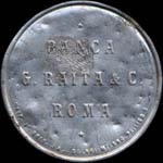 Timbre-monnaie de 5 centesimi vert sur fond rouge - Banca G. Raita & C. - Roma - Italie - avers