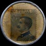 Timbre-monnaie de 25 centesimi bleu sur fond blanc - Credito Mercantile Italiano - Italie - revers