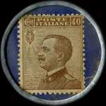 Timbre-monnaie de 40 centesimi brun sur fond bleu - Credito Mercantile Italiano - Italie - revers