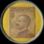 Timbre-monnaie de 50 centesimi brun sur fond jaune - Credito Mercantile Italiano - Italie - revers
