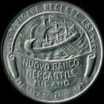 Timbre-monnaie de 5 centesimi vert sur fond grenat - Navigare necesse est - Nuovo Banco Mercantile - Milano - Italie - avers