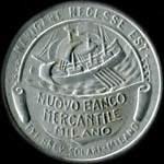 Timbre-monnaie de 25 centesimi bleu sur fond blanc - Navigare necesse est - Nuovo Banco Mercantile - Milano - Italie - avers