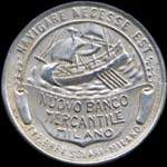 Timbre-monnaie de 40 centesimi brun sur fond bleu - Navigare necesse est - Nuovo Banco Mercantile - Milano - Italie - avers