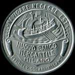 Timbre-monnaie de 50 centesimi violet sur fond jaune - Navigare necesse est - Nuovo Banco Mercantile - Milano - Italie - avers
