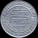 Timbre-monnaie de 10 centesimi rouge sur fond vert - Gomme Pirelli - Milano - cavi - conduttori - tacchi - impermeabili type 2 - Italie - avers