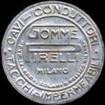 Timbre-monnaie de 10 centesimi rouge sur fond vert - Gomme Pirelli - Milano - cavi - conduttori - tacchi - impermeabili type 3 - Italie - avers