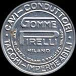 Timbre-monnaie de 10 centesimi rouge sur fond vert - Gomme Pirelli - Milano - cavi - conduttori - tacchi - impermeabili type 4 - Italie - avers