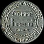 Timbre-monnaie de 10 centesimi rouge sur fond vert - Gomme Pirelli - Milano - cavi - conduttori - tacchi - impermeabili type 5 - Italie - avers