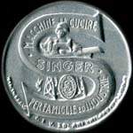 Timbre-monnaie de 5 centesimi vert sur fond rouge - Macchine di cucire - Singer - per famiglie ed industrie type 1 - Italie - avers