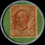 Timbre-monnaie de 10 centesimi rouge sur fond vert - Macchine di cucire - Singer - per famiglie ed industrie type 1 - Italie - revers