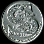 Timbre-monnaie de 10 centesimi rouge sur fond vert - Macchine di cucire - Singer - per famiglie ed industrie type 2 - Italie - avers