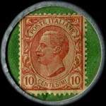 Timbre-monnaie de 10 centesimi rouge sur fond vert - Macchine di cucire - Singer - per famiglie ed industrie type 2 - Italie - revers
