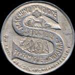 Timbre-monnaie de 10 centesimi rouge sur fond vert - Macchine di cucire - Singer - per famiglie ed industrie type 3 - Italie - avers