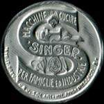 Timbre-monnaie de 10 centesimi rouge sur fond vert - Macchine di cucire - Singer - per famiglie ed industrie type 2a - Italie - avers