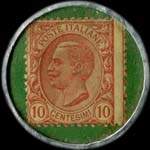 Timbre-monnaie de 10 centesimi rouge sur fond vert - Macchine di cucire - Singer - per famiglie ed industrie type 2a - Italie - revers