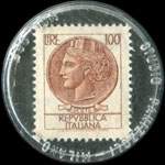 Timbre-monnaie de 100 lires sur fond noir - Acquario Tropicale di Mauro Borsari (Modena) - Italie - revers