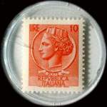 Timbre-monnaie de 10 lires sous capsule plastique transparent anonyme - Italie - timbre