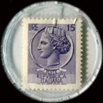 Timbre-monnaie de 15 lires sous capsule plastique transparent anonyme - Italie - timbre