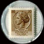 Timbre-monnaie de 20 lires sous capsule plastique transparent anonyme - Italie - timbre