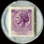 Timbre-monnaie de 25 lires sous capsule plastique transparent anonyme - Italie - timbre